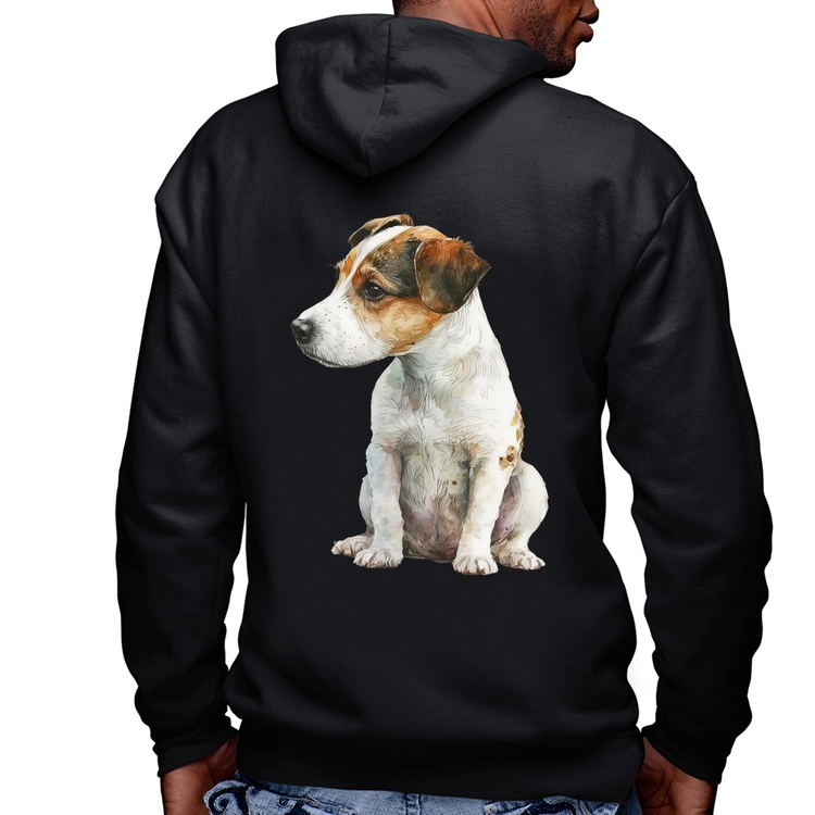 Blusa Moletom Cachorro Jack Russell Terrier Masculina com Capuz e Zíper