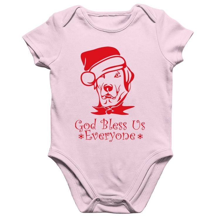 Body Bebê Algodão Cachorro Noel - Rosa Bebê