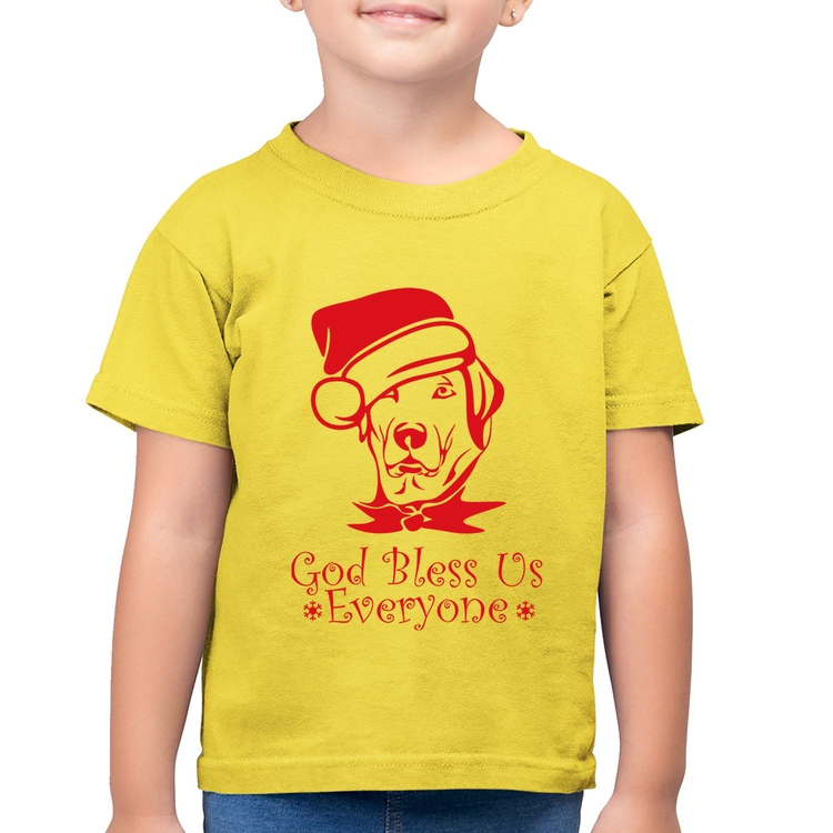 Camiseta Algodão Infantil Cachorro Noel - Amarelo Canário