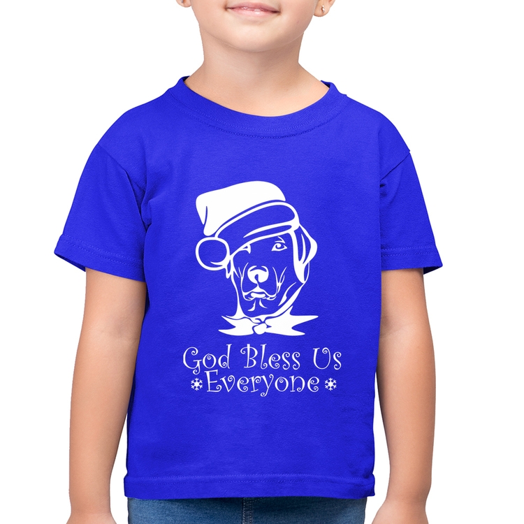 Camiseta Algodão Infantil Cachorro Noel - Azul Royal