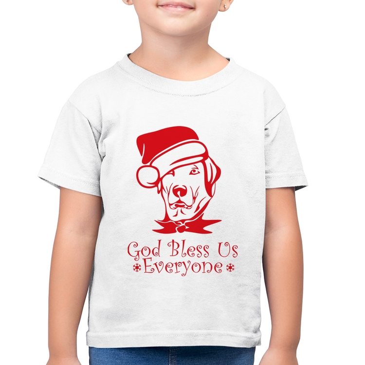 Camiseta Algodão Infantil Cachorro Noel - Branca