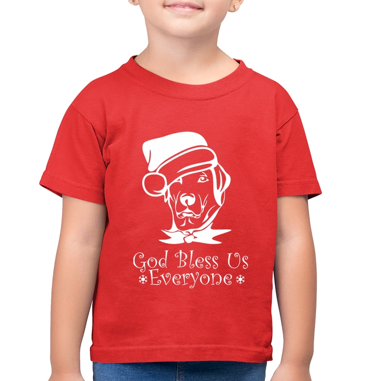 Camiseta Algodão Infantil Cachorro Noel - Vermelha