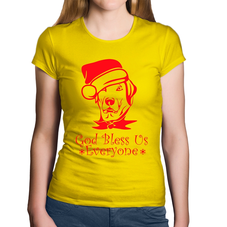 Baby Look Algodão Cachorro Noel - Amarela