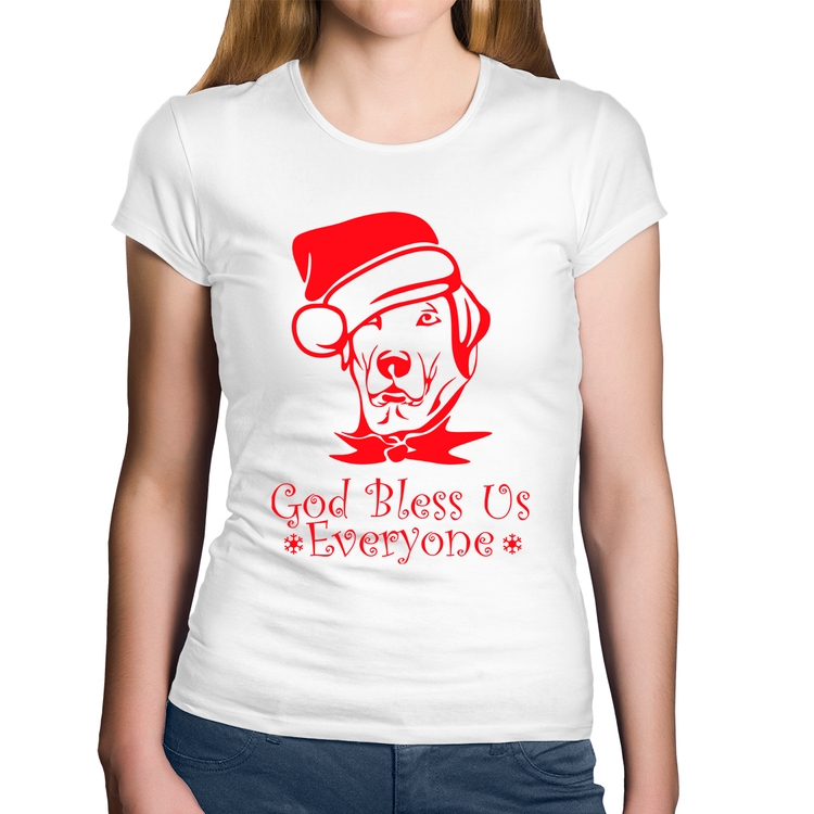 Baby Look Algodão Cachorro Noel - Branca