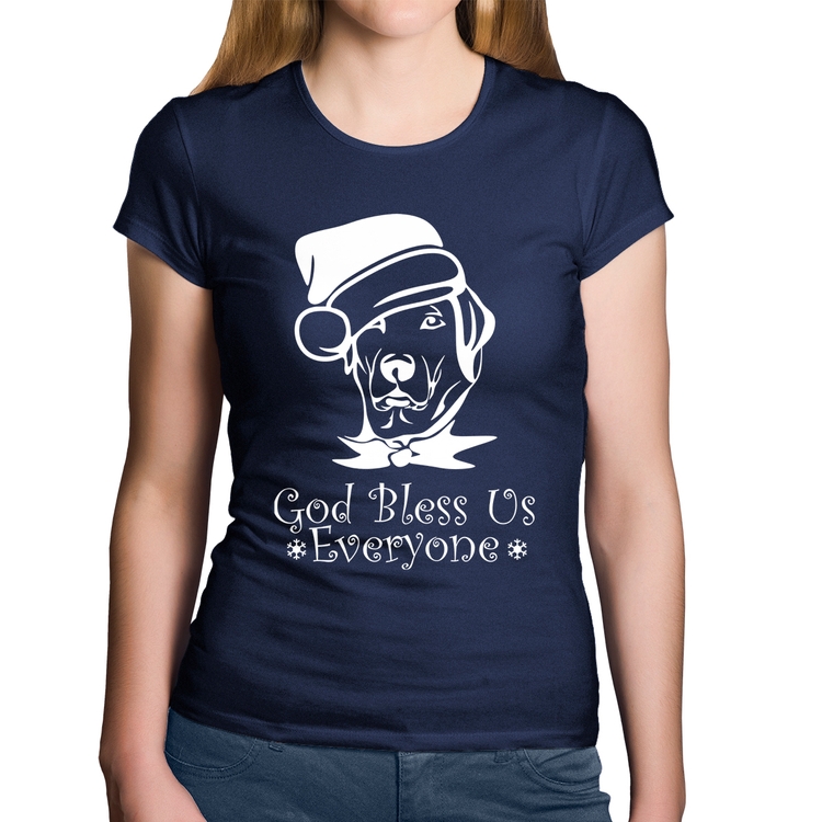 Baby Look Algodão Cachorro Noel - Marinho