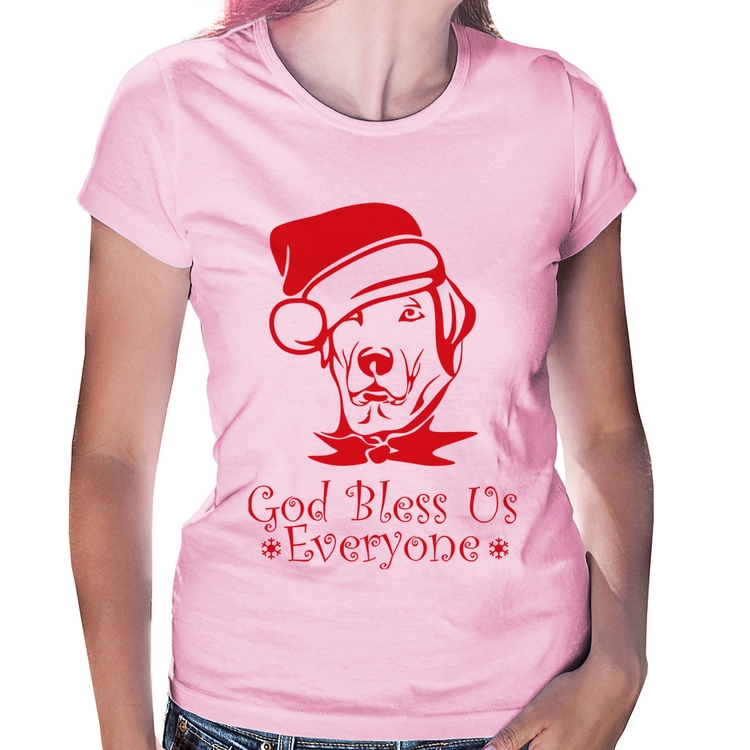 Baby Look Cachorro Noel - Rosa Bebê