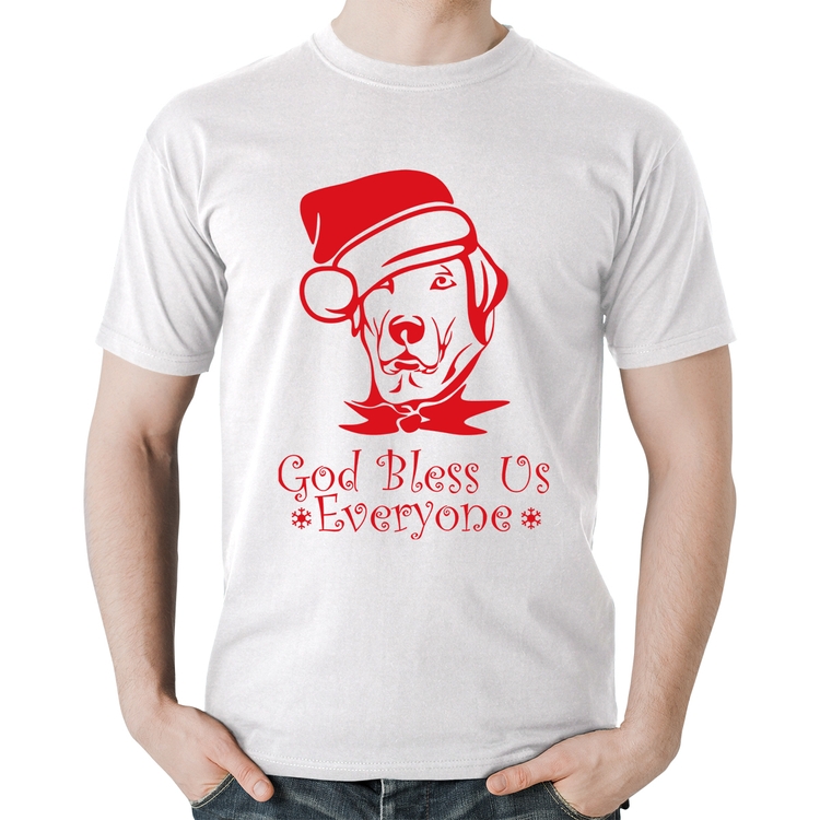 Camiseta Algodão Cachorro Noel - Branca