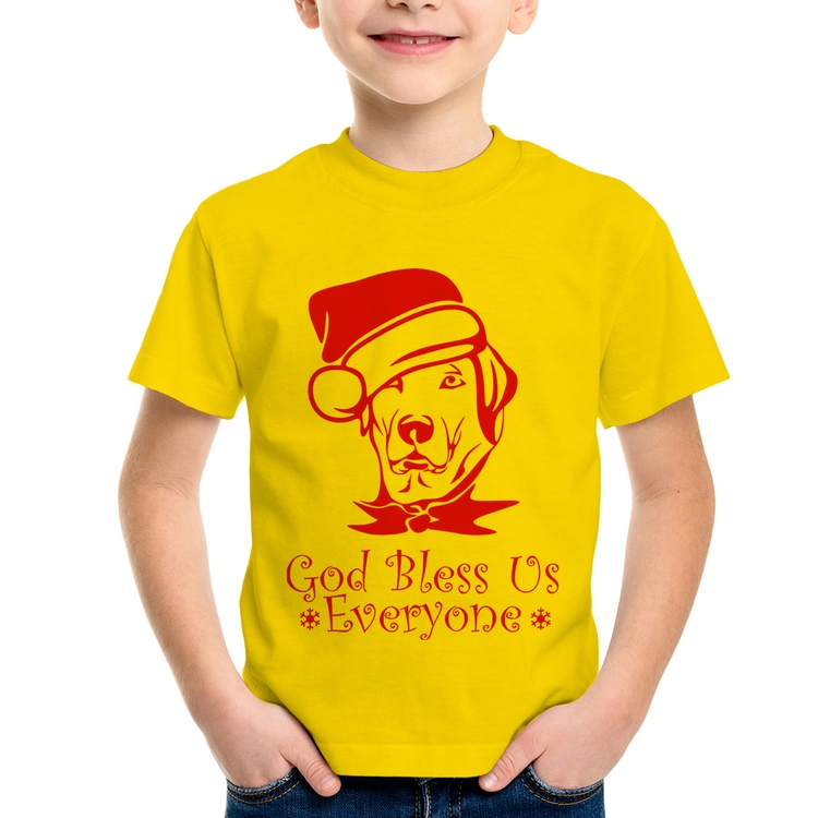 Camiseta Infantil Cachorro Noel - Amarela