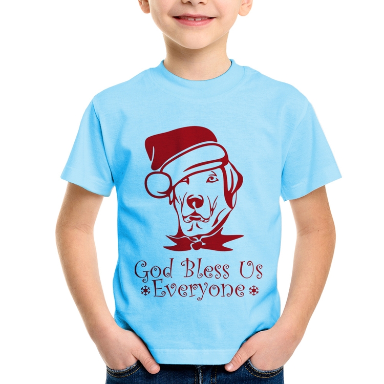 Camiseta Infantil Cachorro Noel - Azul Bebê