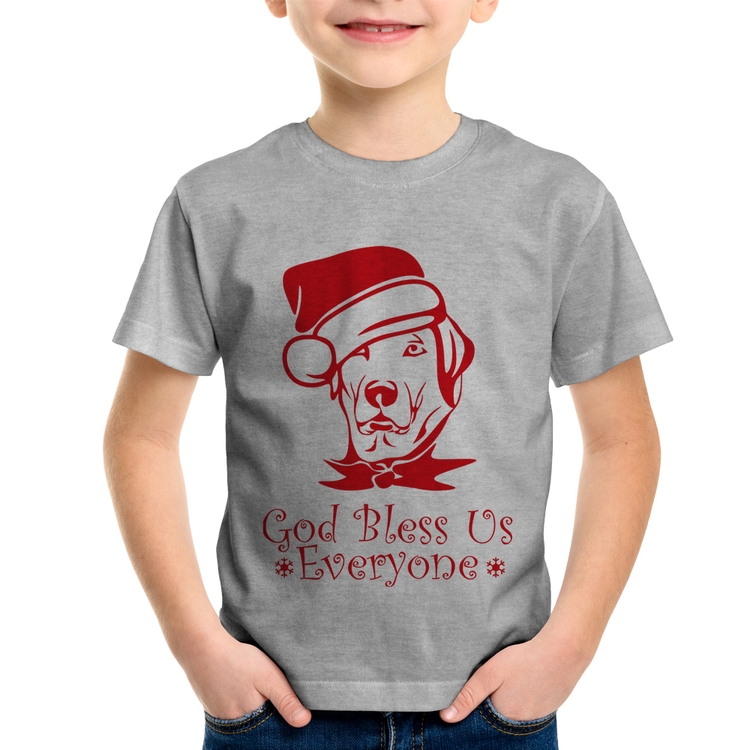 Camiseta Infantil Cachorro Noel - Cinza