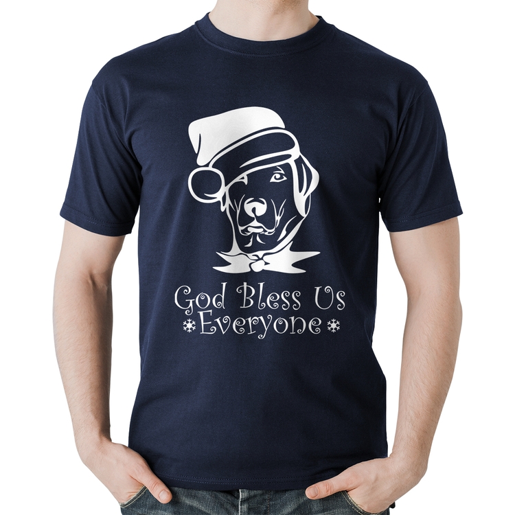 Camiseta Algodão Cachorro Noel - Marinho