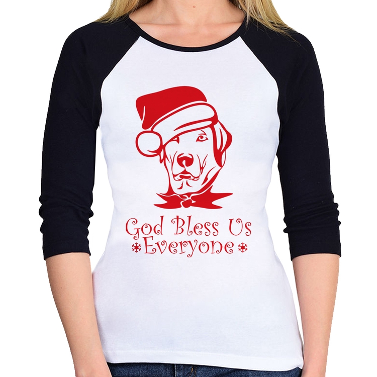 Baby Look Raglan Cachorro Noel Manga 3/4