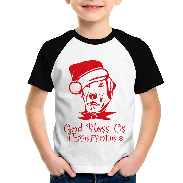 Camiseta Raglan Infantil Cachorro Noel