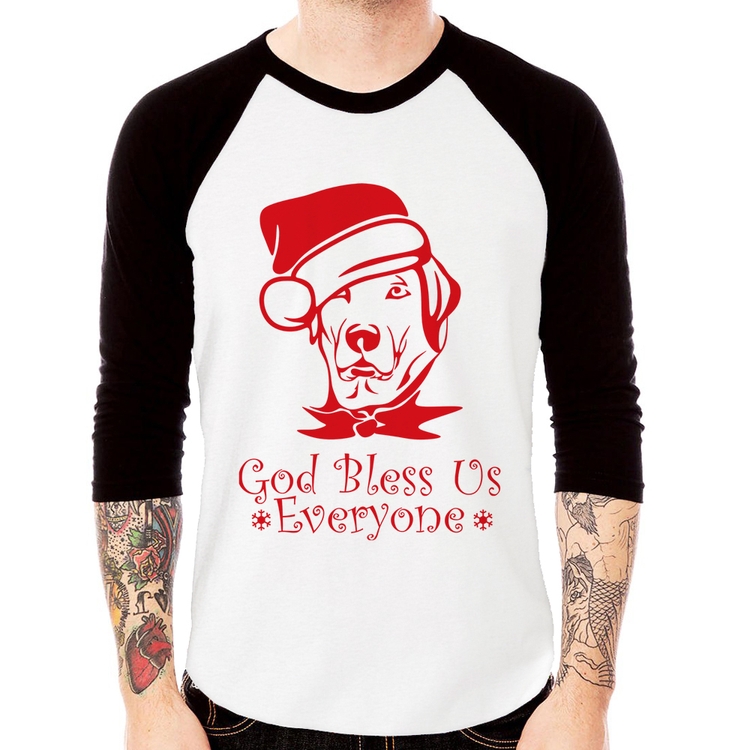 Camiseta Raglan Cachorro Noel Manga 3/4