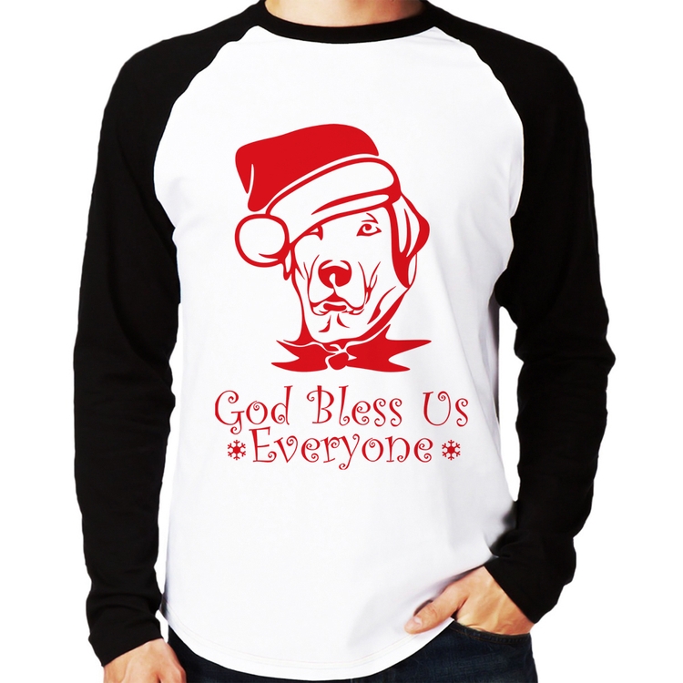 Camiseta Raglan Cachorro Noel Manga Longa