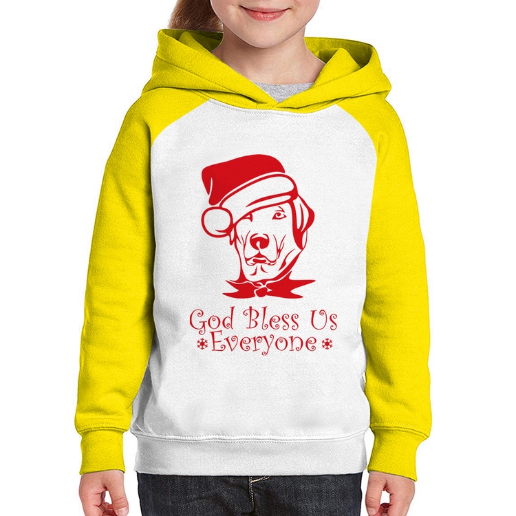 Moletom Infantil Cachorro Noel - Branco/Amarelo