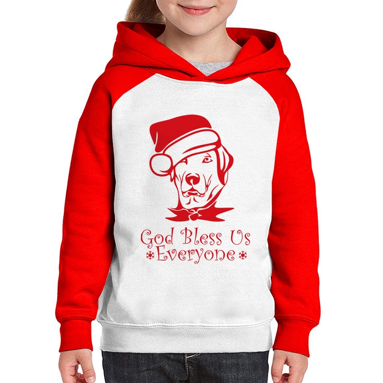 Moletom Infantil Cachorro Noel - Branco/Vermelho