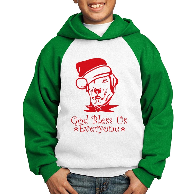 Moletom Infantil Cachorro Noel - Branco/Verde