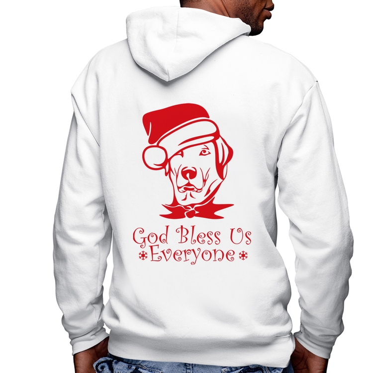 Blusa Moletom Cachorro Noel Masculina com Capuz e Zíper - Branca