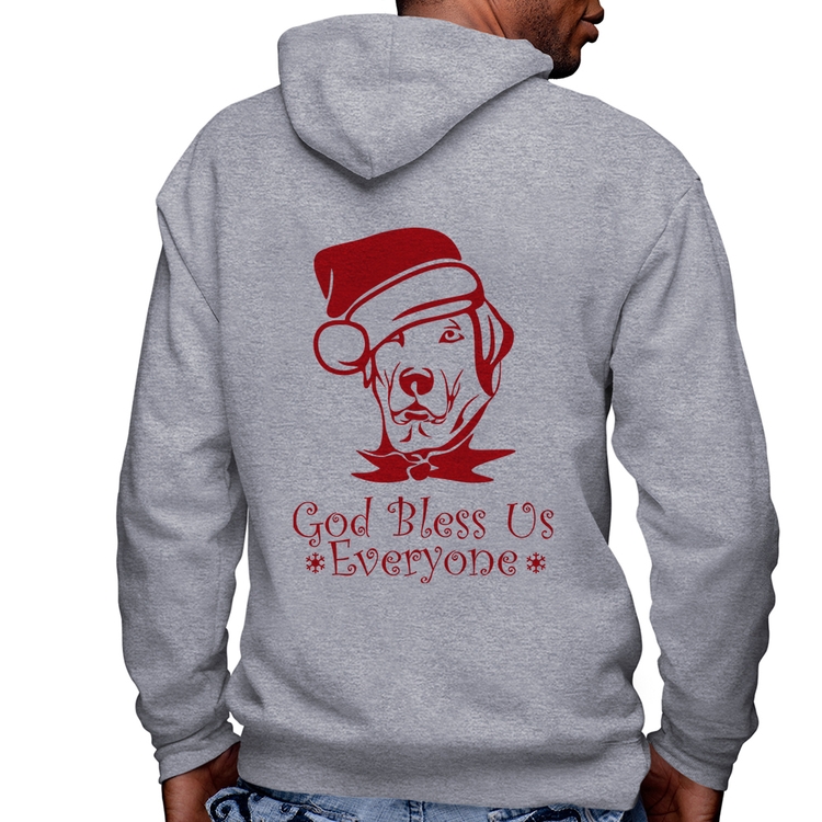 Blusa Moletom Cachorro Noel Masculina com Capuz e Zíper - Mescla