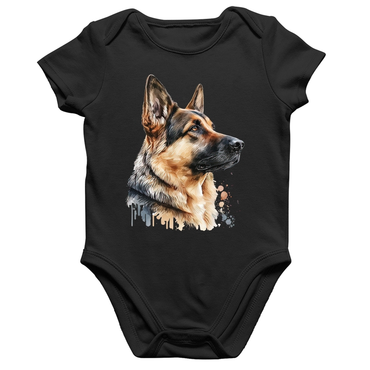 Body Bebê Algodão Cachorro Pastor Alemão
