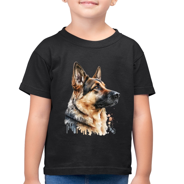 Camiseta Algodão Infantil Cachorro Pastor Alemão