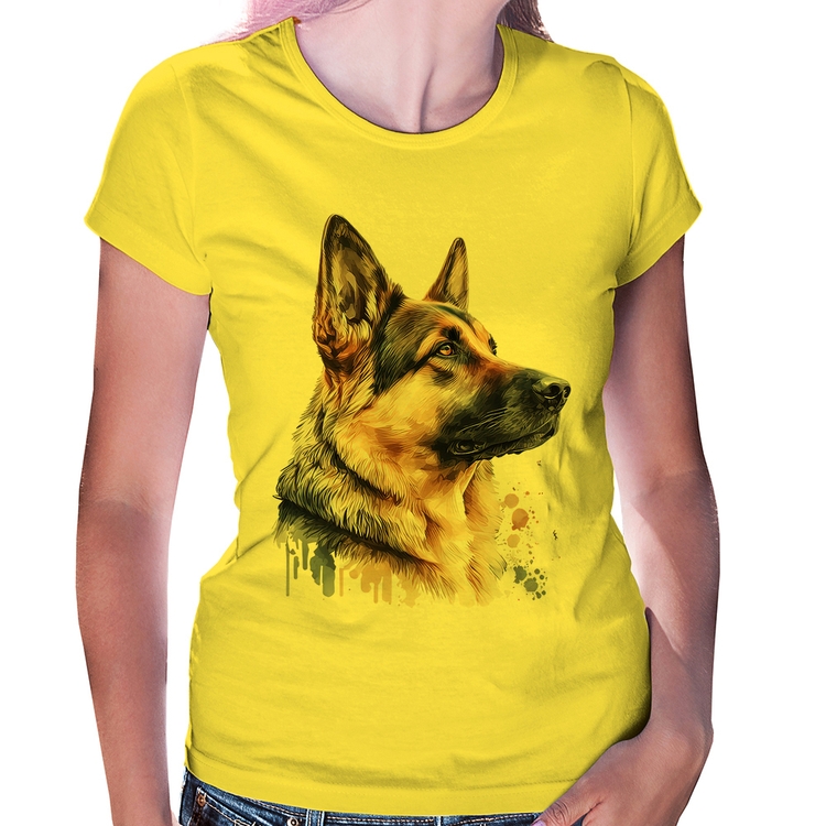 Baby Look Cachorro Pastor Alemão - Amarela