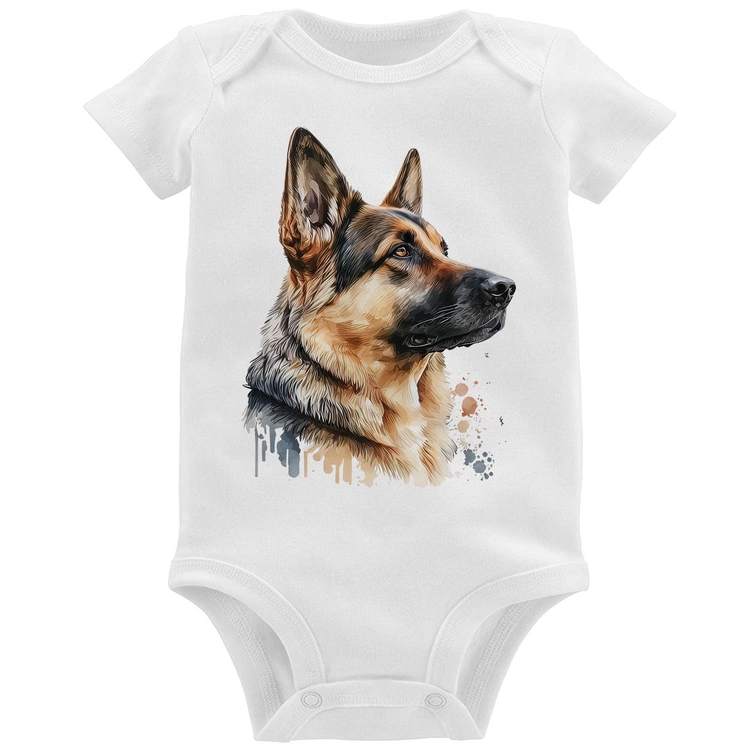 Body Bebê Cachorro Pastor Alemão