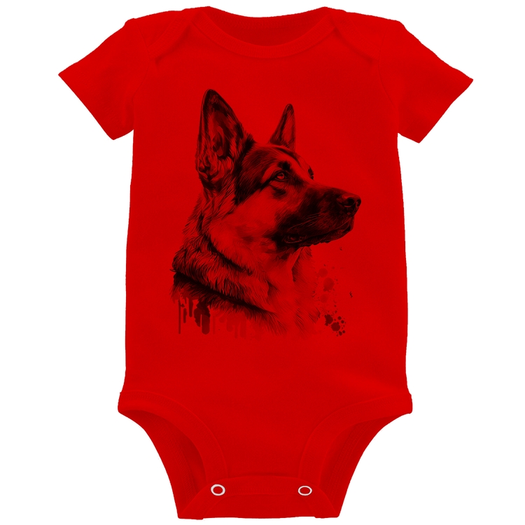 Body Bebê Cachorro Pastor Alemão - Vermelho