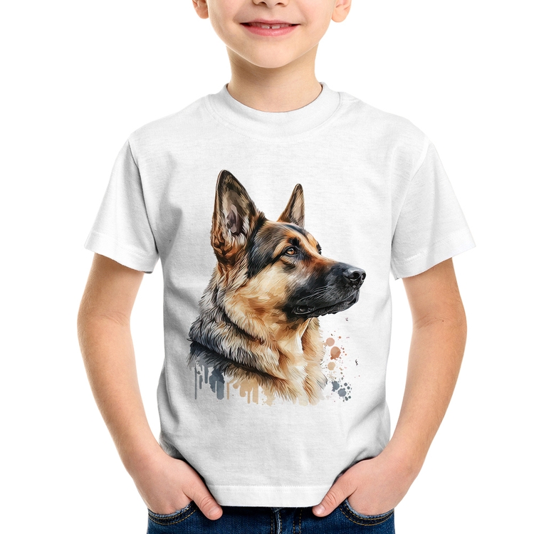 Camiseta Infantil Cachorro Pastor Alemão