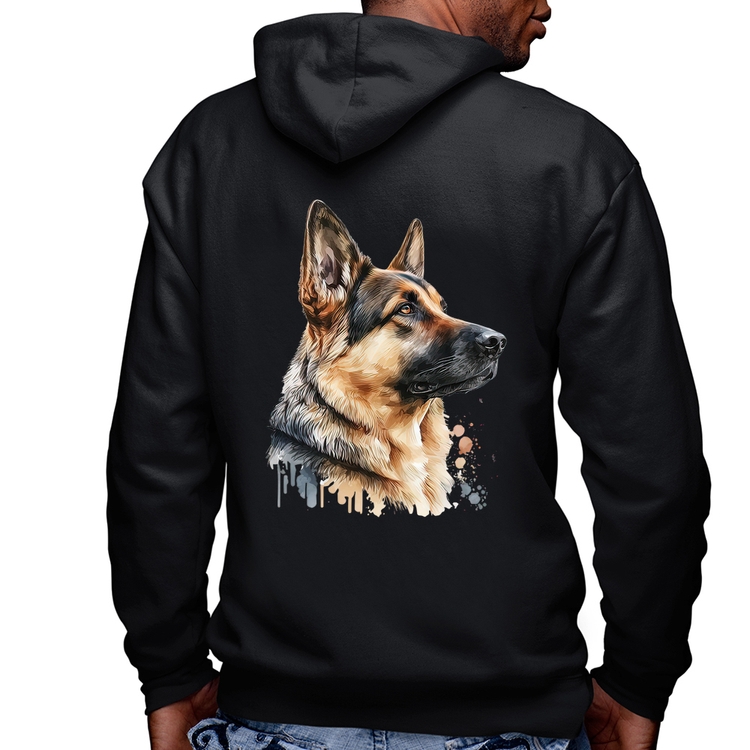 Blusa Moletom Cachorro Pastor Alemão Masculina com Capuz e Zíper