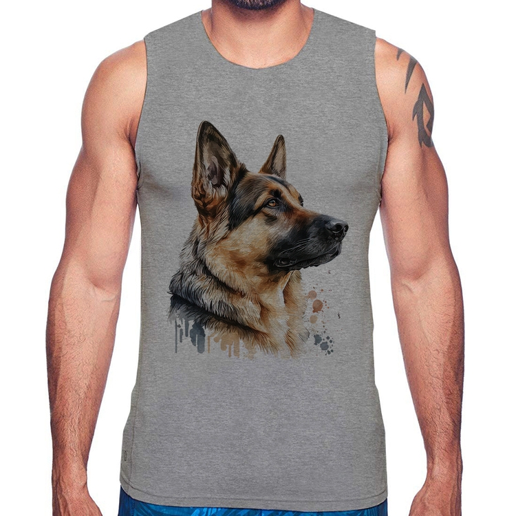 Regata Cachorro Pastor Alemão - Cinza