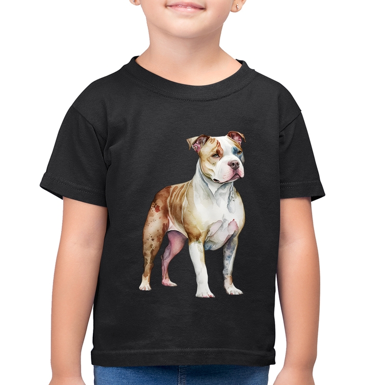 Camiseta Algodão Infantil Cachorro Pitbull