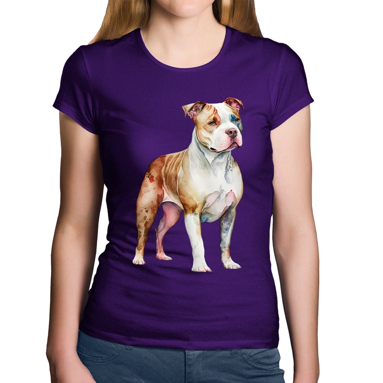 Baby Look Algodão Cachorro Pitbull - Roxa