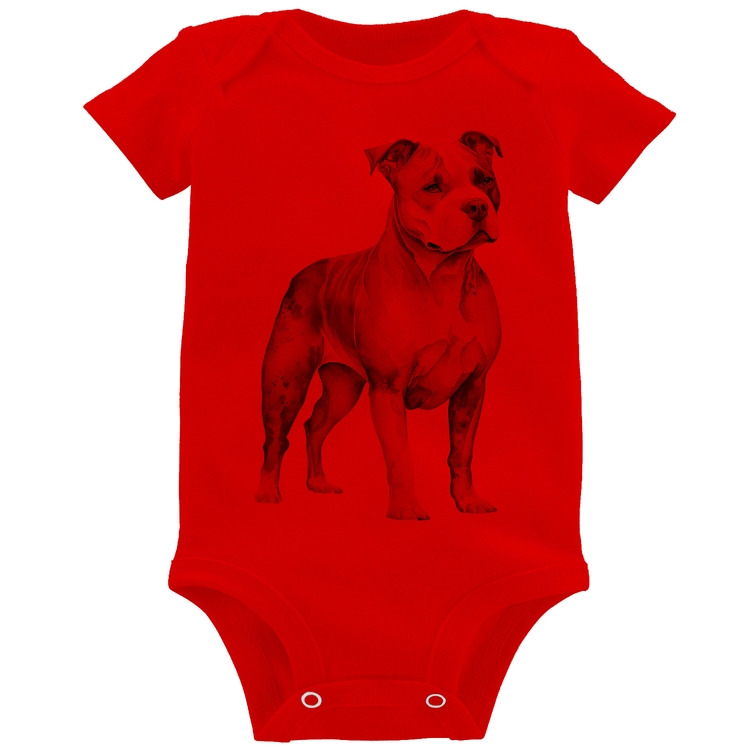 Body Bebê Cachorro Pitbull - Vermelho