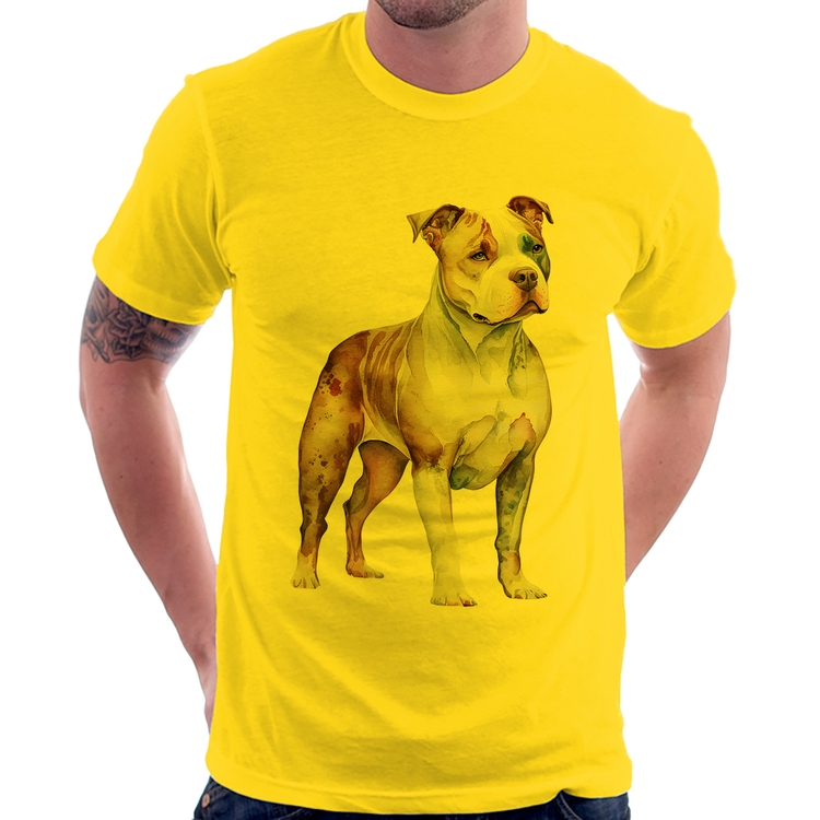 Camiseta Cachorro Pitbull - Amarela