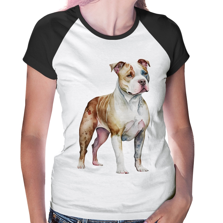 Baby Look Raglan Cachorro Pitbull