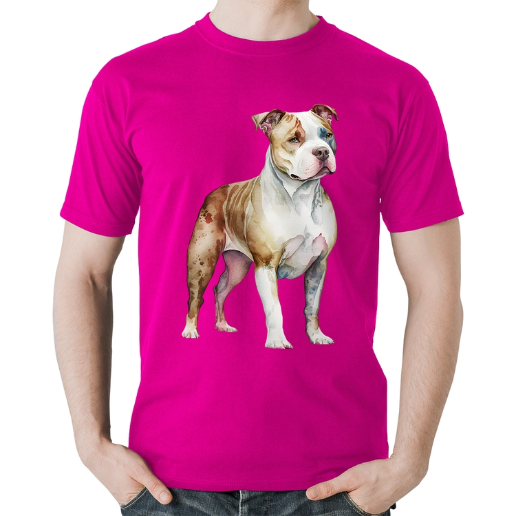 Camiseta Algodão Cachorro Pitbull - Rosa