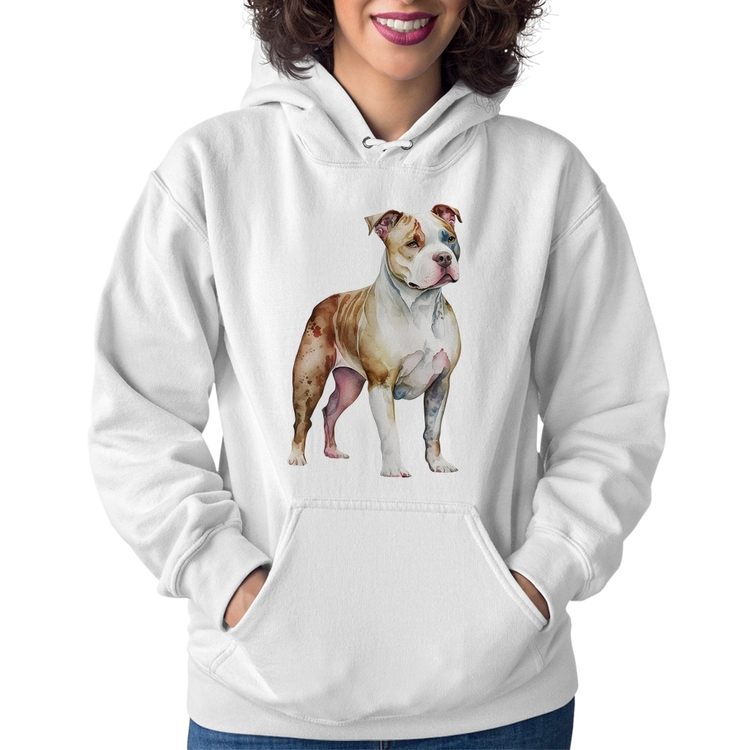 Moletom Feminino Cachorro Pitbull - Branco