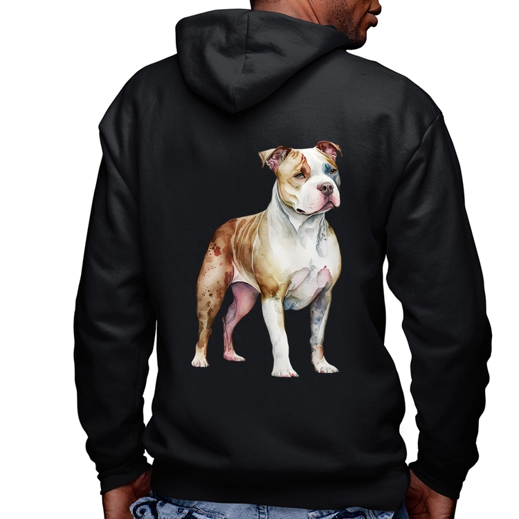 Blusa Moletom Cachorro Pitbull Masculina com Capuz e Zíper