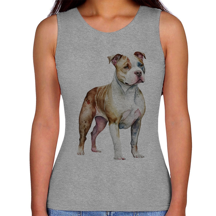 Regata Feminina Cachorro Pitbull - Cinza