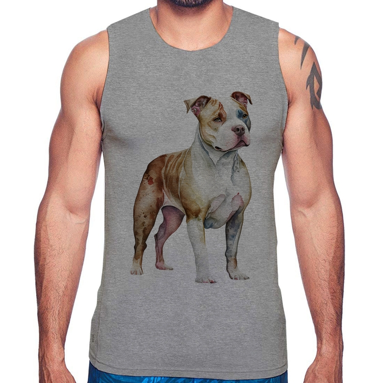 Regata Cachorro Pitbull - Cinza