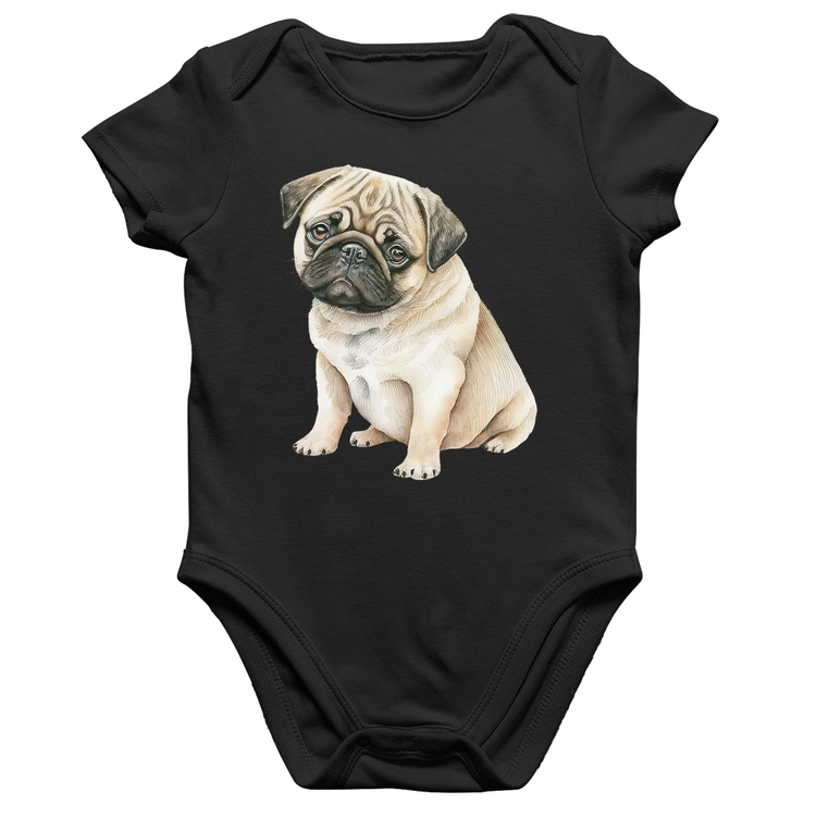 Body Bebê Algodão Cachorro Pug