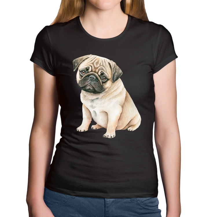 Baby Look Algodão Cachorro Pug