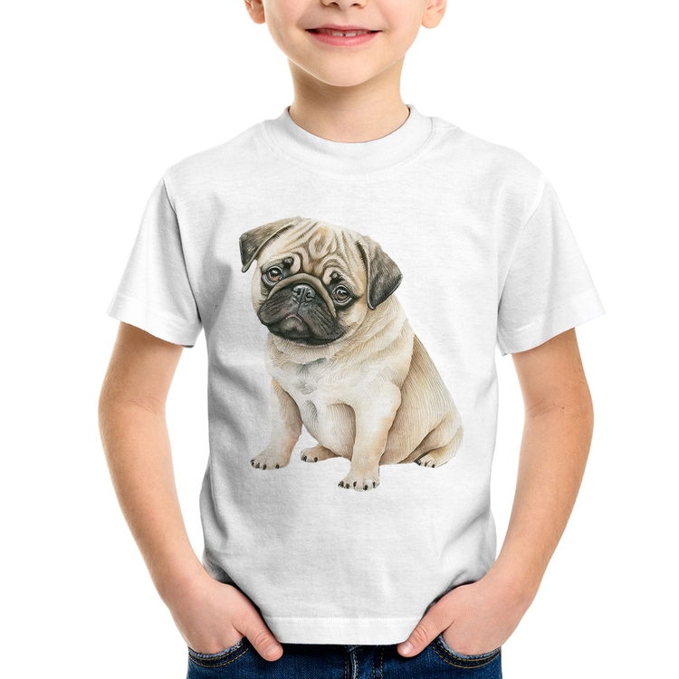 Camiseta Infantil Cachorro Pug