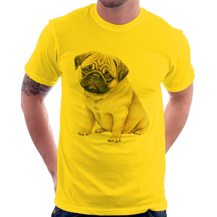 Camiseta Cachorro Pug - Amarela