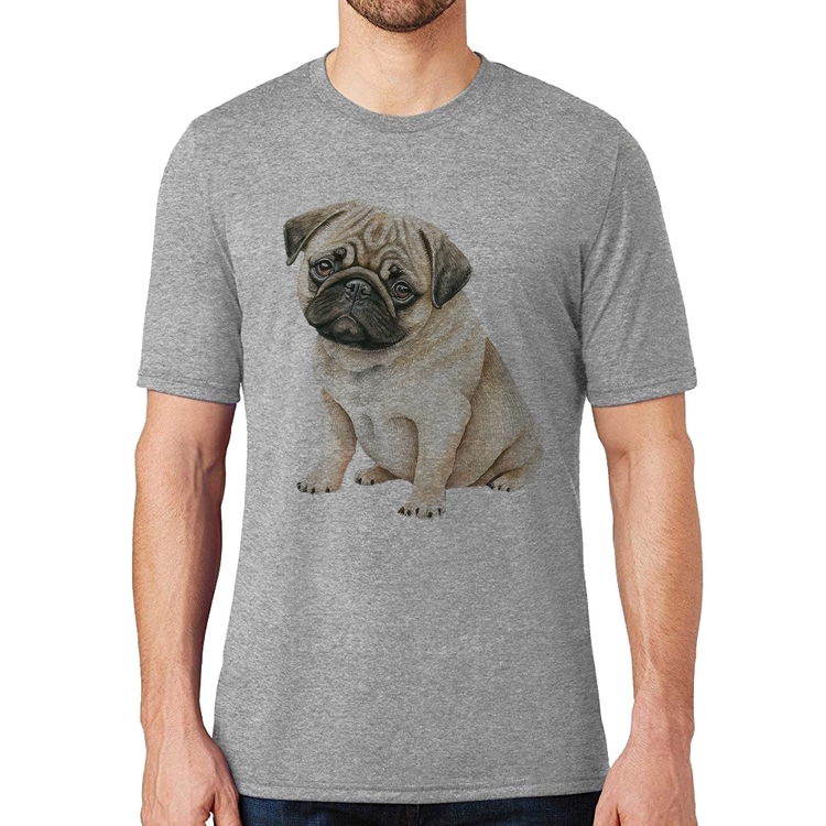 Camiseta Cachorro Pug - Cinza