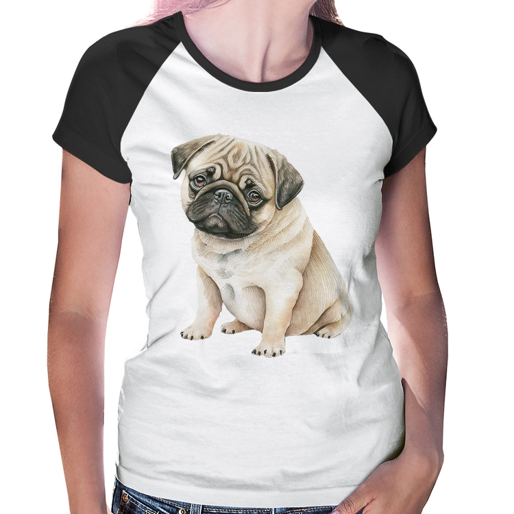 Baby Look Raglan Cachorro Pug