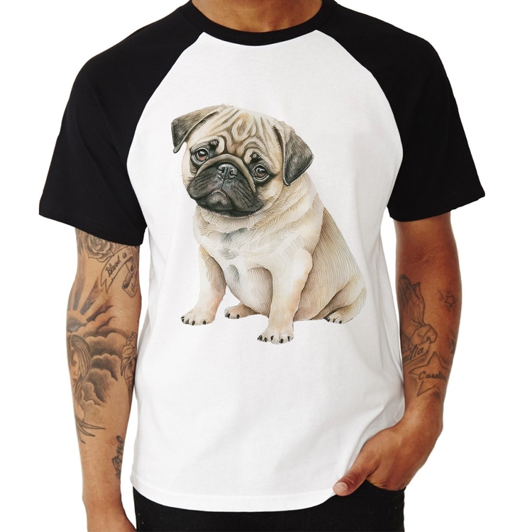 Camiseta Raglan Cachorro Pug
