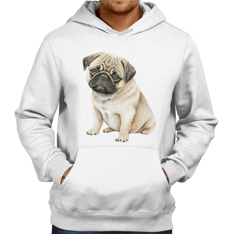 Moletom Cachorro Pug - Branco
